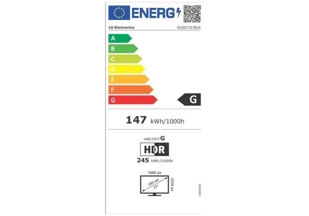 LG TV OLED Signature Z39 77", 7680 x 4320 (8K UHD), OLED