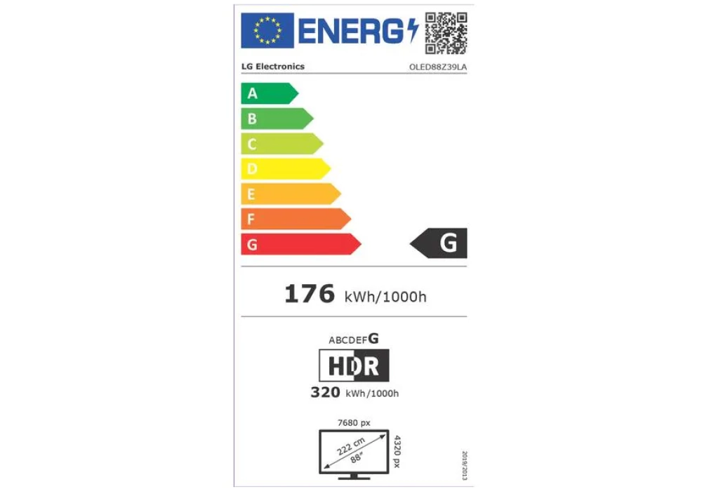 LG TV OLED Signature Z39 88", 7680 x 4320 (8K UHD), OLED