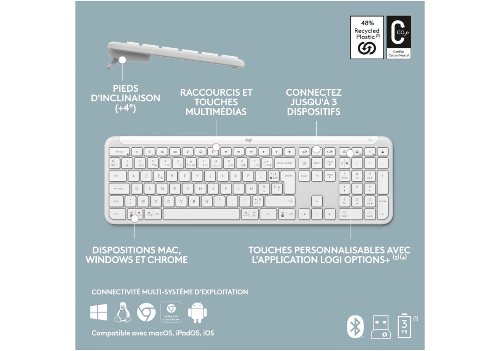 Logitech Clavier K950 Signature Slim Off-white