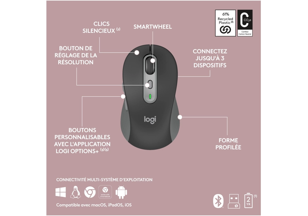 Logitech Ensemble clavier-souris MK950 Signature Slim Combo