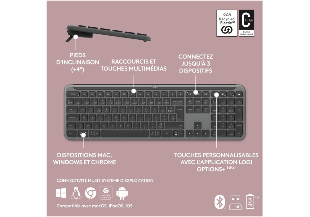 Logitech Ensemble clavier-souris MK950 Signature Slim Combo