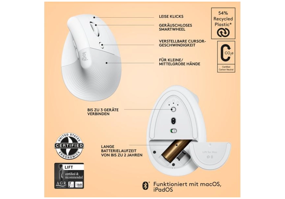 Logitech Lift for Mac (off-white)