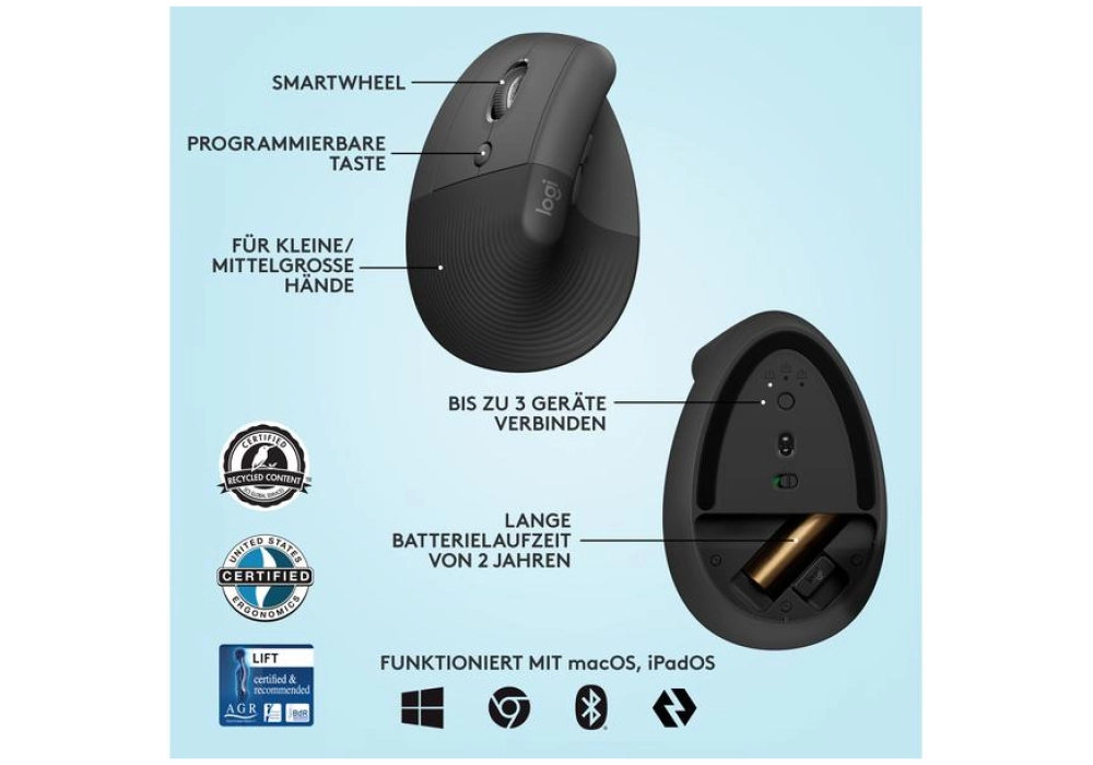 Logitech Lift Left (Graphite) 