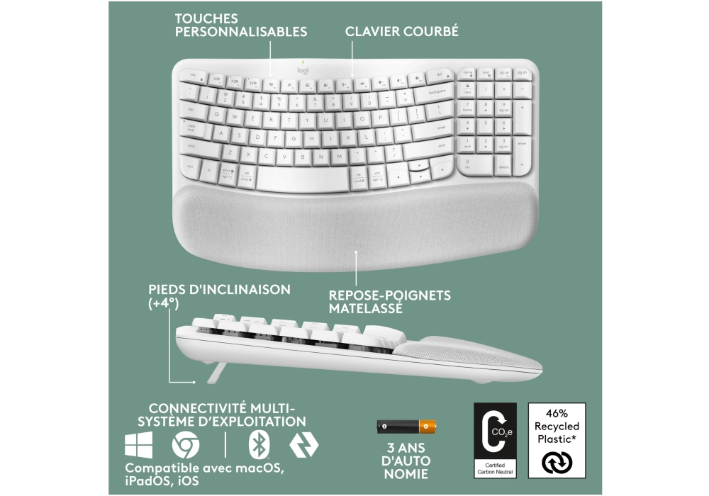 Logitech Wave Keys Blanc (CH)