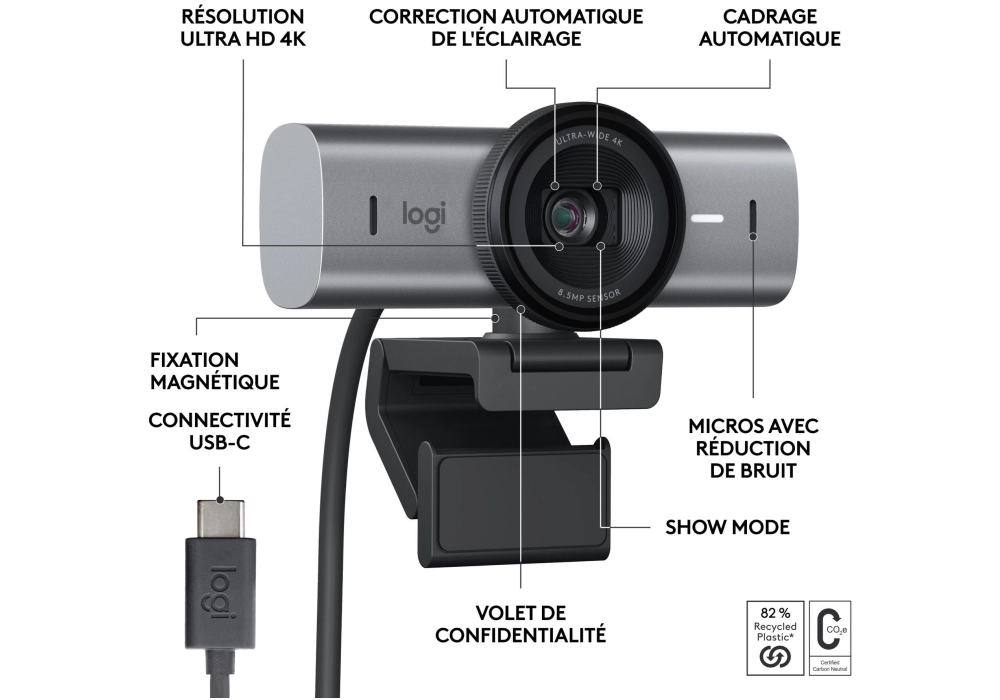 Logitech Webcam MX Brio 4K Graphite