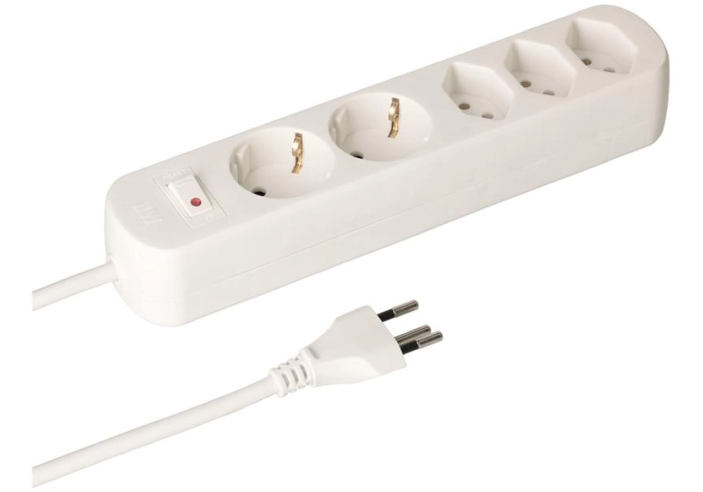 Max Hauri Power Strip Basic-Line (White) - 3x T13 + 2x Schuko - 1.5 m