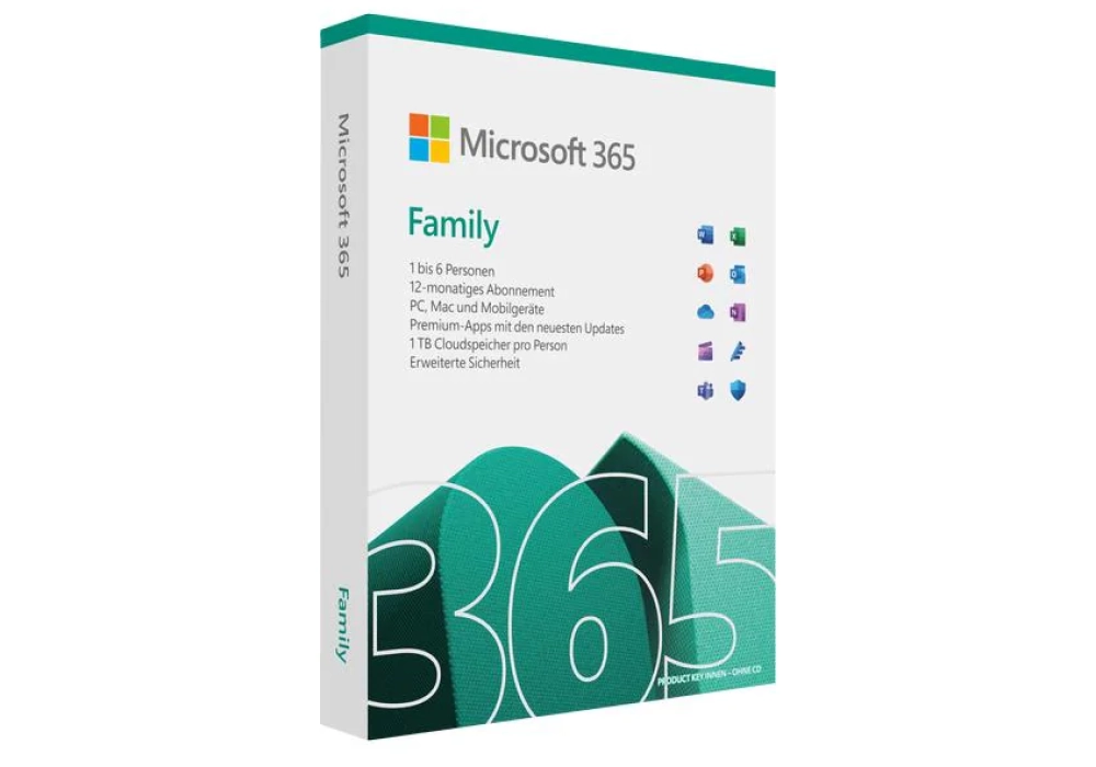 Microsoft 365 Family Boîte, 6 Utilisateurs, Allemand