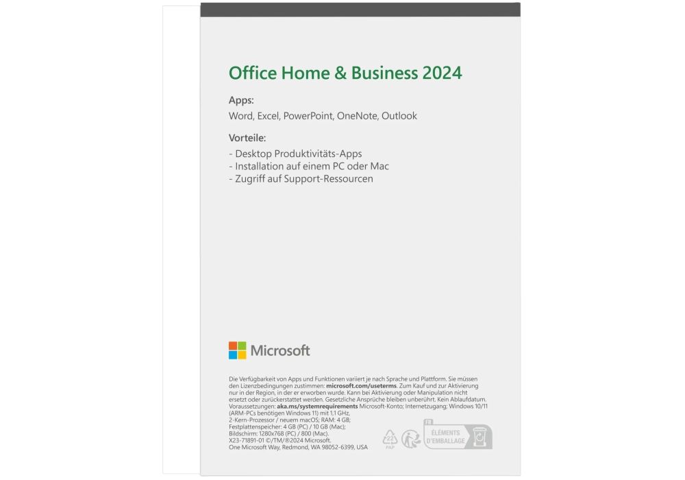 Microsoft Office Home and Business 2024 - Boite - EN