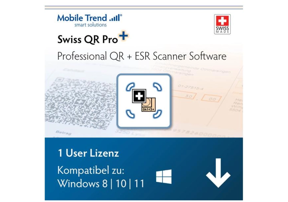 Mobiletrend Swiss QR Scanner Pro + ESR ESD - version complète, 1 utilisateur - DE/FR/EN/IT