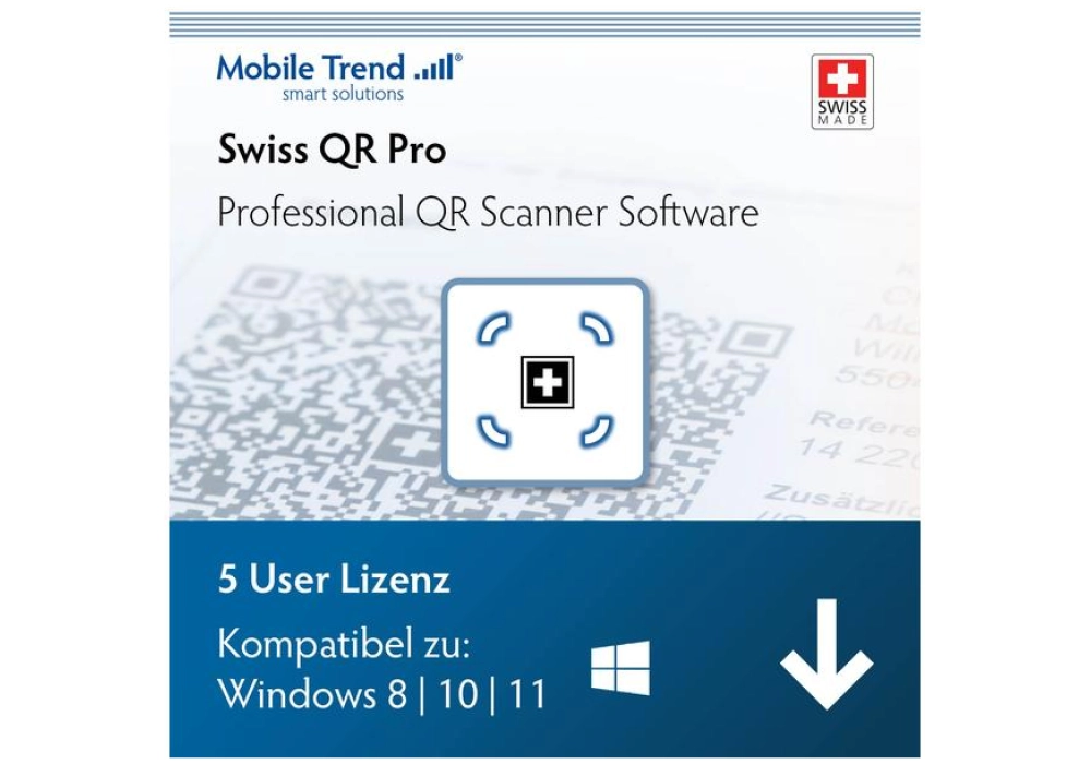 Mobiletrend Swiss QR Scanner Pro ESD - Version complète, 5 utilisateurs - DE/FR/EN/IT