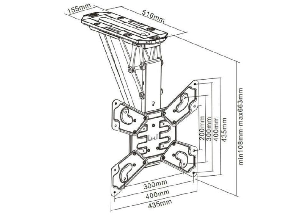 Multibrackets Élévateur de TV 1028 Equerre de fixation au plafond, max. 30 kg