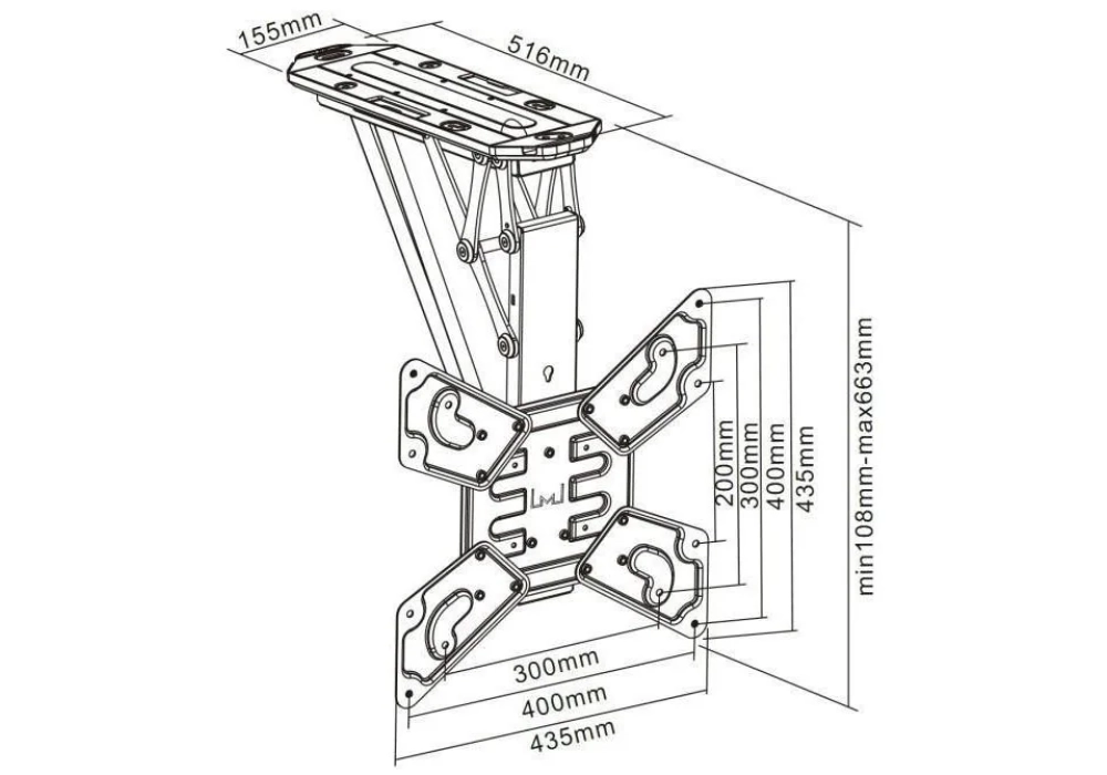 Multibrackets Élévateur de TV 1028 Equerre de fixation au plafond, max. 30 kg