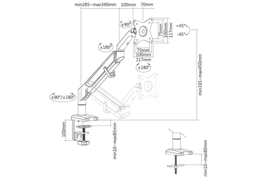 NEOMOUNTS Supports de table DS70-810BL1 jusqu'à 9 kg