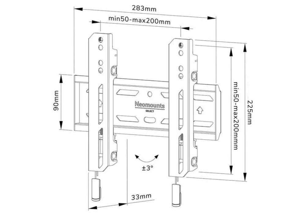 NEOMOUNTS Supports mural WL30S-850BL12 Noir