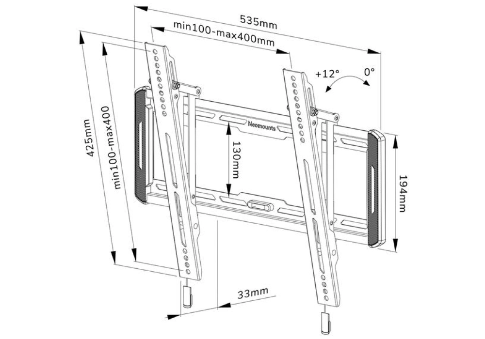 NEOMOUNTS Supports mural WL35-550BL14 Noir