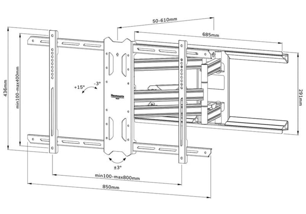NEOMOUNTS Supports mural WL40S-850BL18 Noir