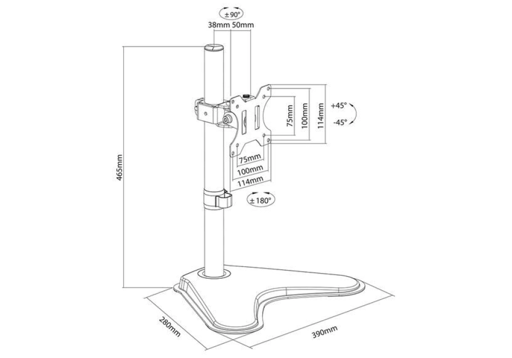 NEOMOUNTS Supports pour moniteur FPMA-D550SBLACK jusqu'à 8 kg