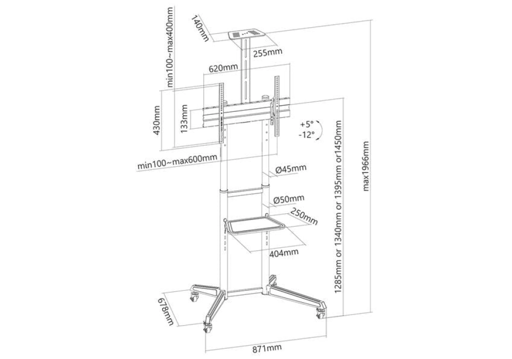 NEOMOUNTS Trolley TV FL50-550BL1 jusqu'à 50 kg