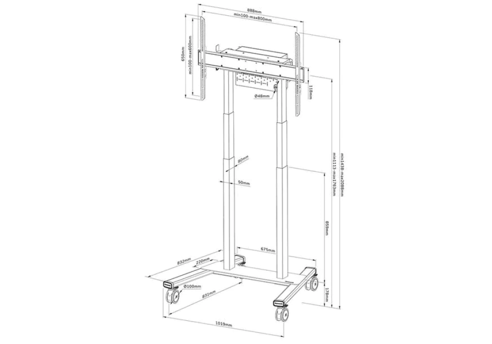 NEOMOUNTS Trolley TV FL55-875BL1 Noir