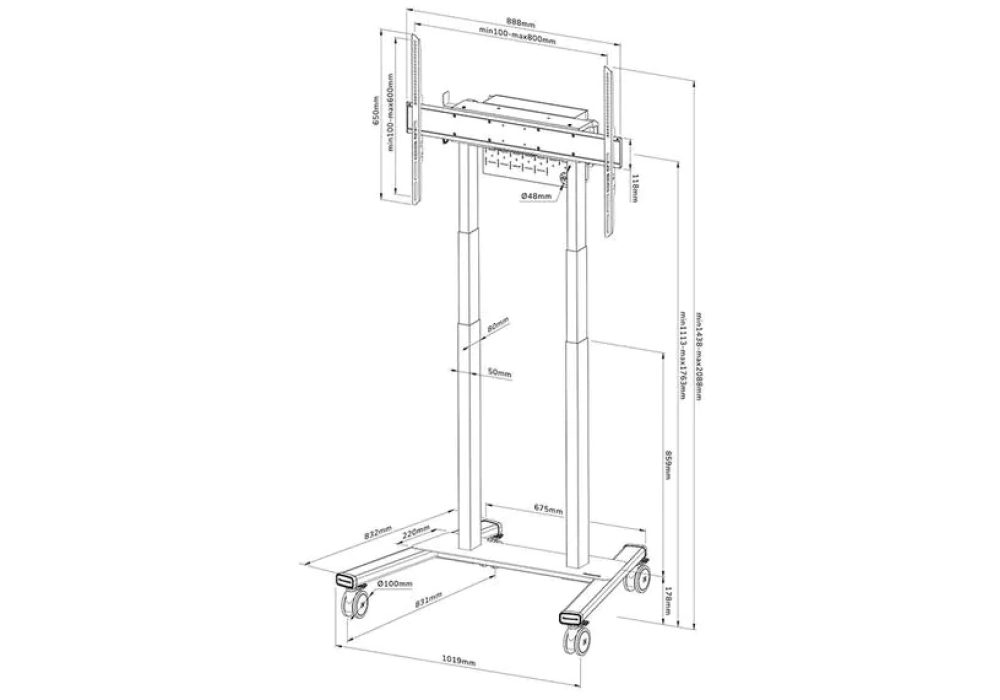 NEOMOUNTS Trolley TV FL55-875WH1 Blanc