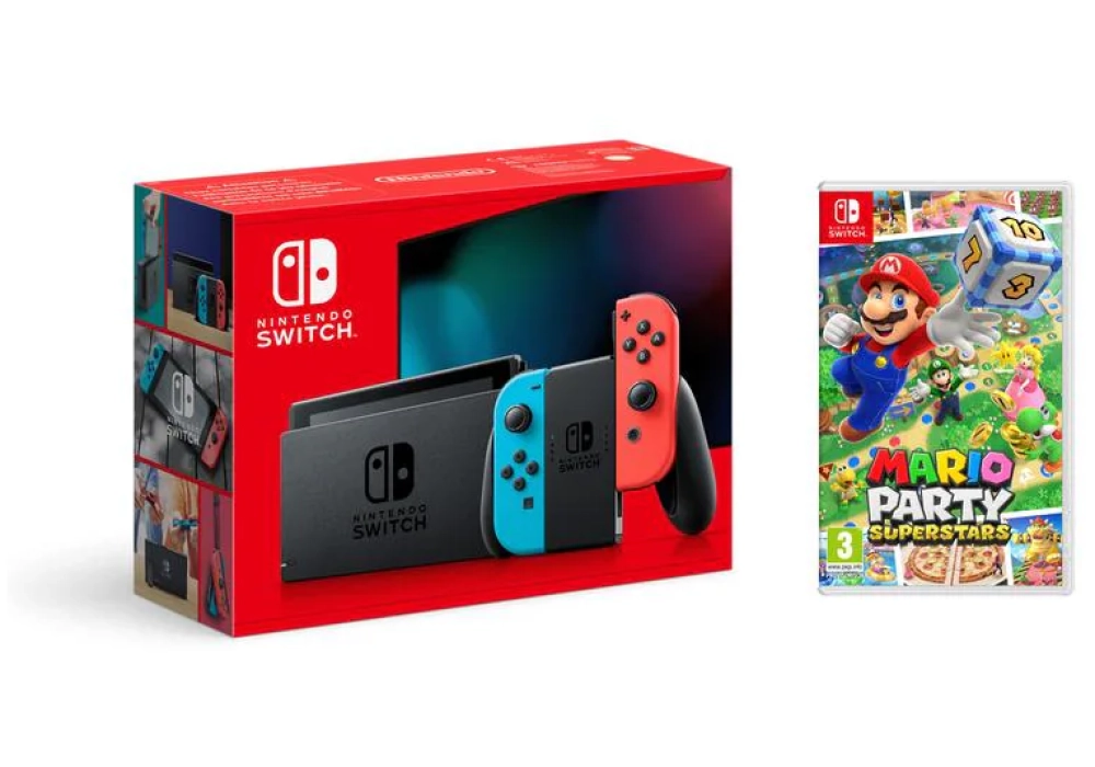 Nintendo Switch Rouge/bleu avec Mario Party Superstars