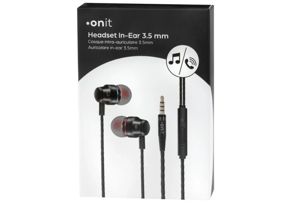 onit Écouteurs intra-auriculaires prise jack 3.5 mm Noir