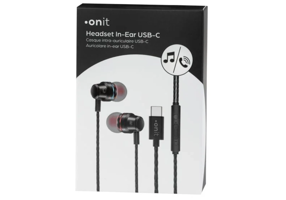 onit Écouteurs intra-auriculaires USB type C Noir