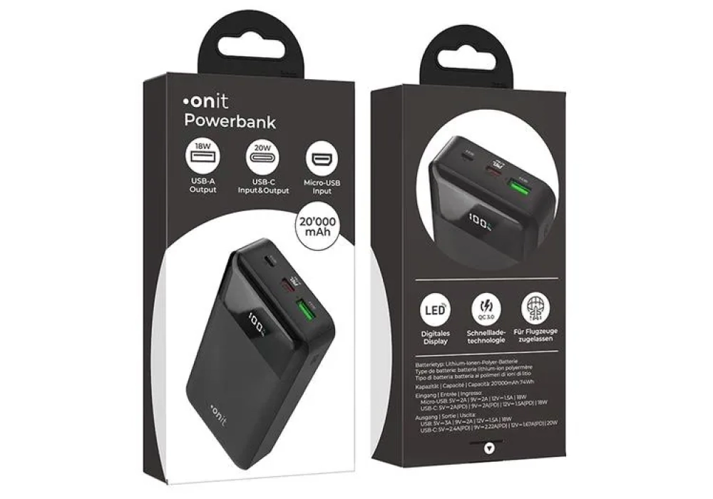 onit Batterie externe 20000 mAh PD