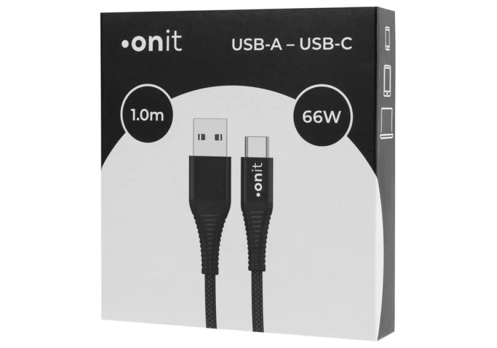 onit Câble USB 2.0 USB A - USB C 1 m, Noir