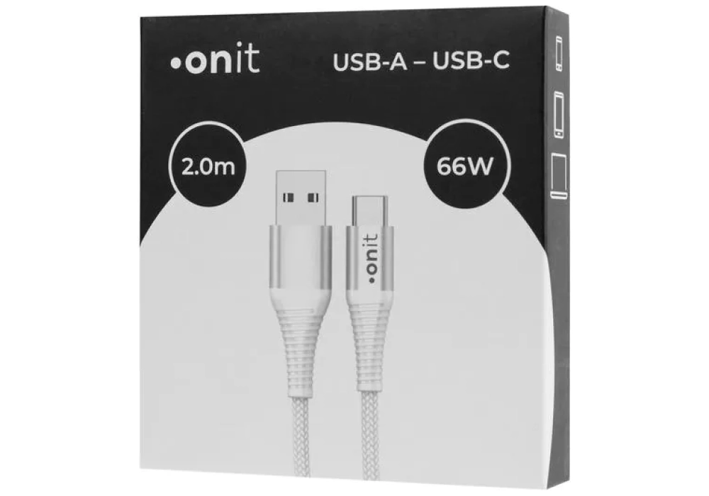 onit Câble USB 2.0 USB A - USB C 2 m, Blanc