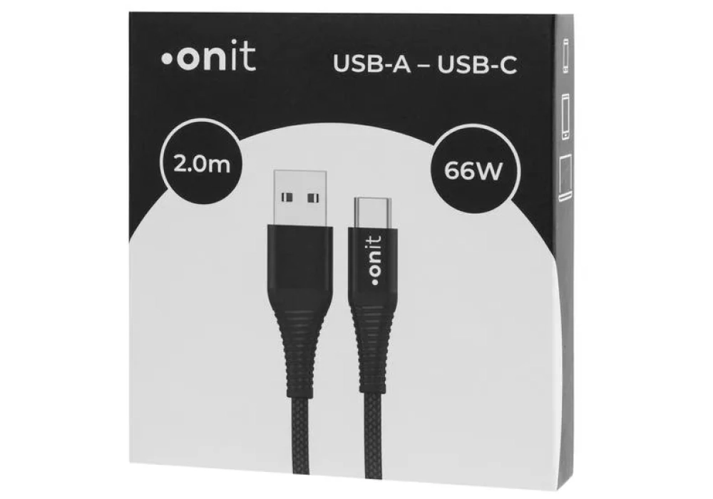 onit Câble USB 2.0 USB A - USB C 2 m, Noir