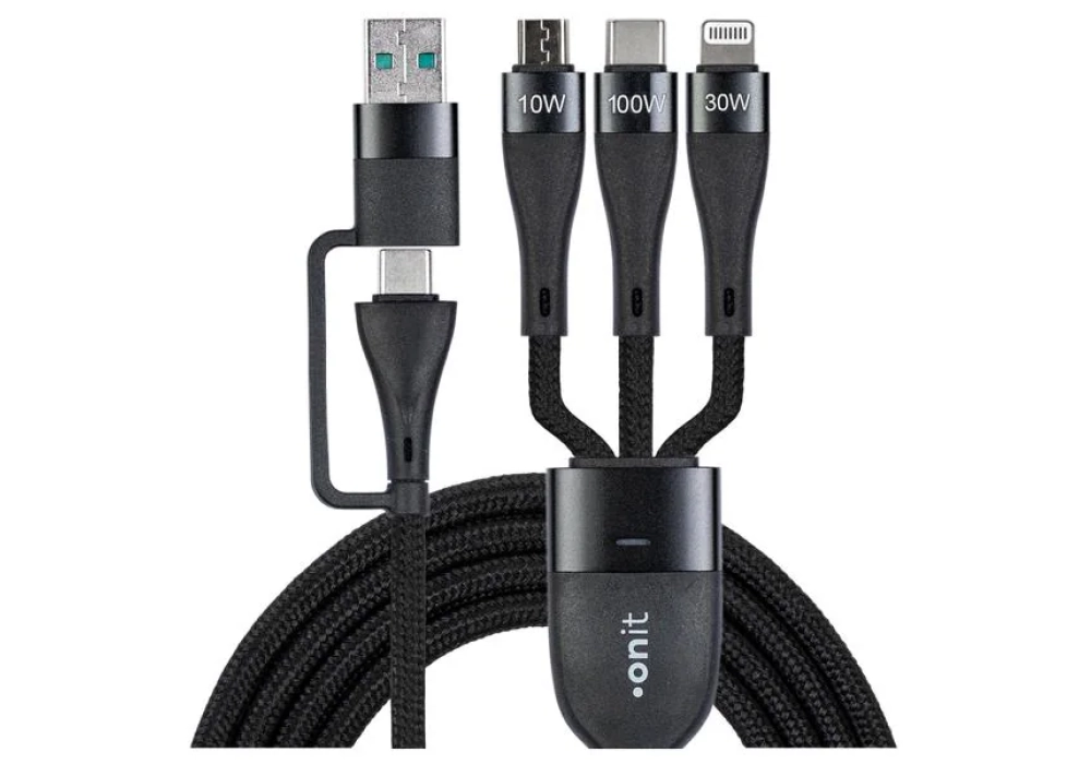 onit Câble USB 2.0 USB A/USB C - Lightning/Micro-USB B/USB C 1.2m