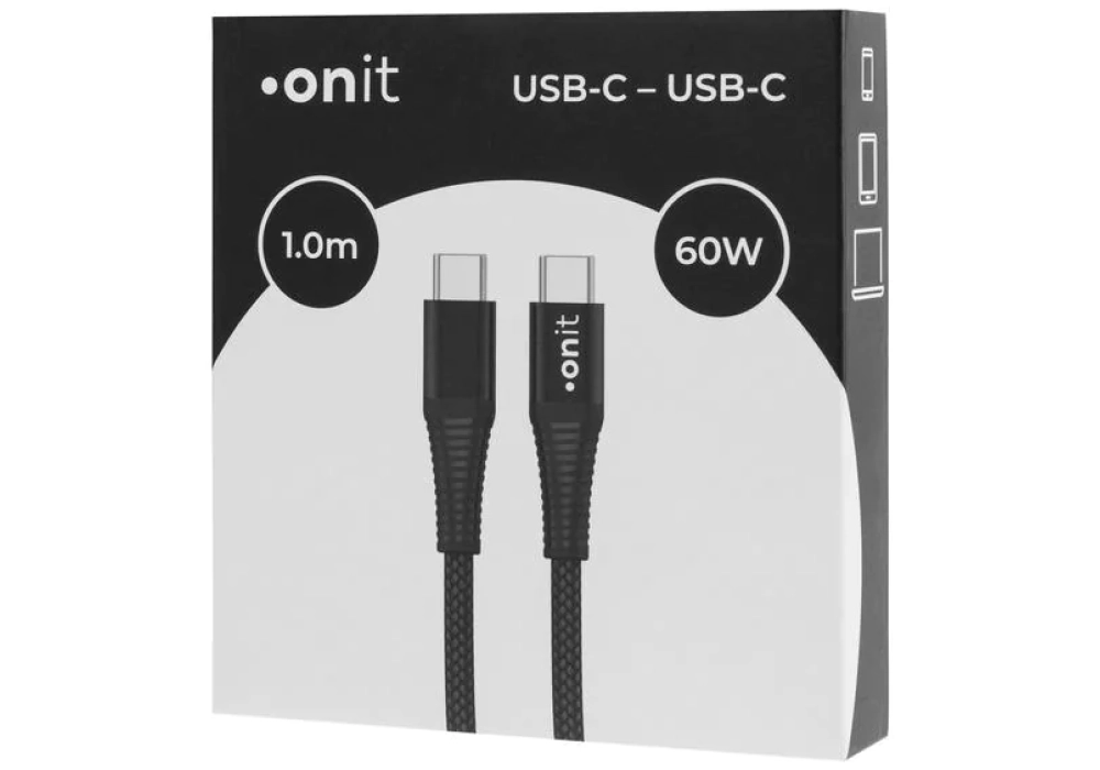 onit Câble USB 3.0 USB C - USB C 1 m, Noir