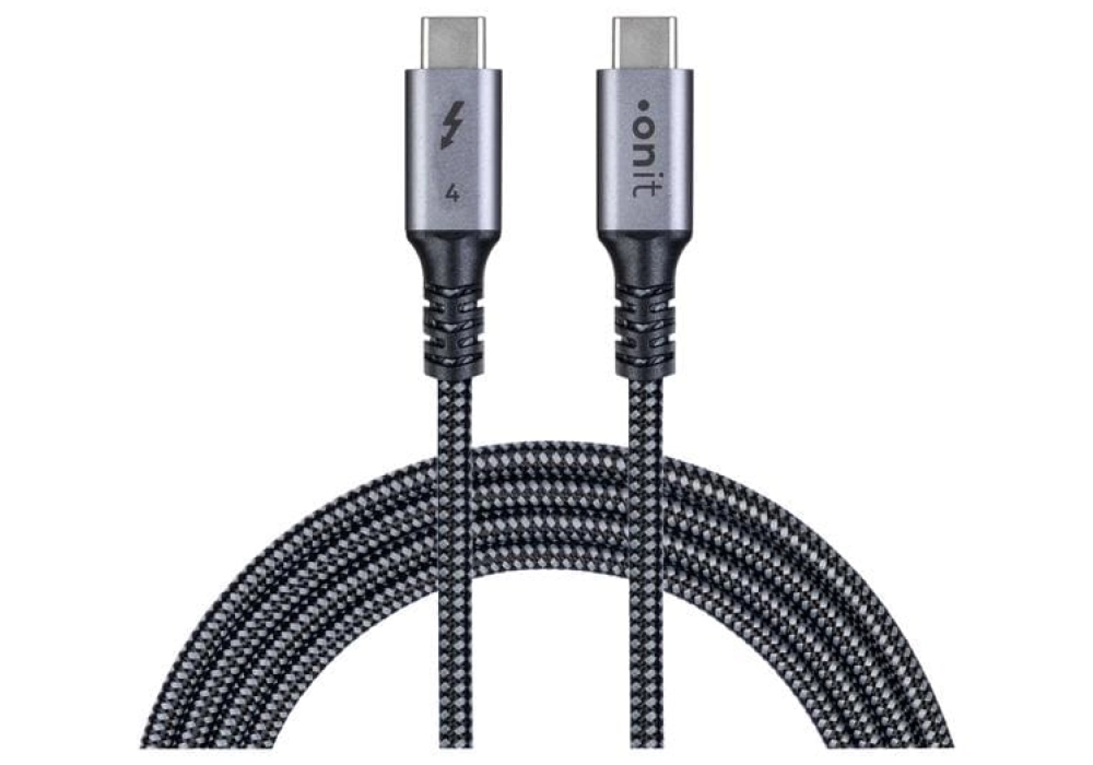 onit Cavo Thunderbolt 4 USB C - USB C 1 m, Gris/Noir