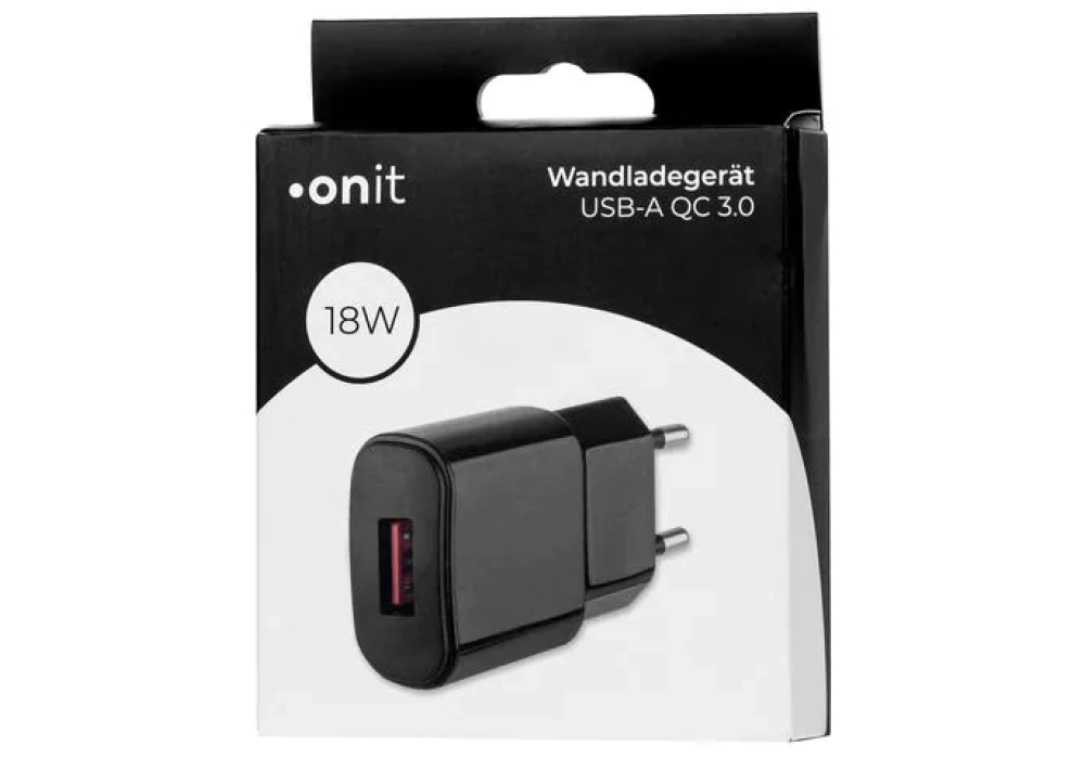 onit Chargeur mural USB-A QC3.0 18 W Noir