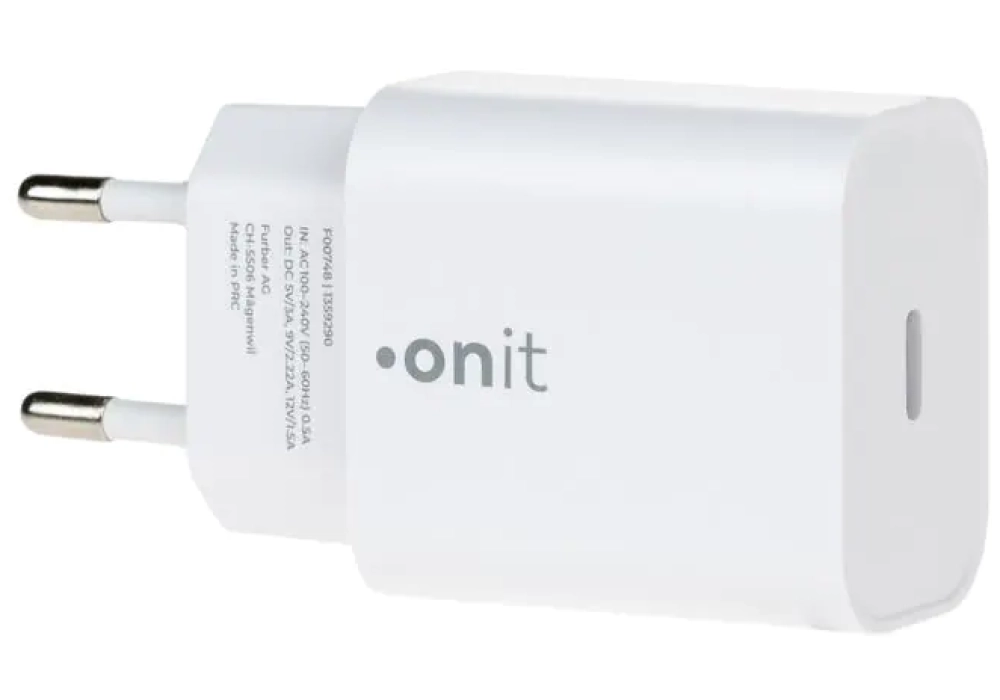 onit Chargeur mural USB-C PD 20 W Blanc