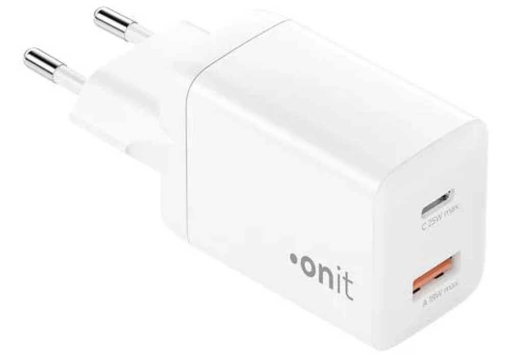 onit Chargeur mural USB PD25W + QC3.0 Blanc