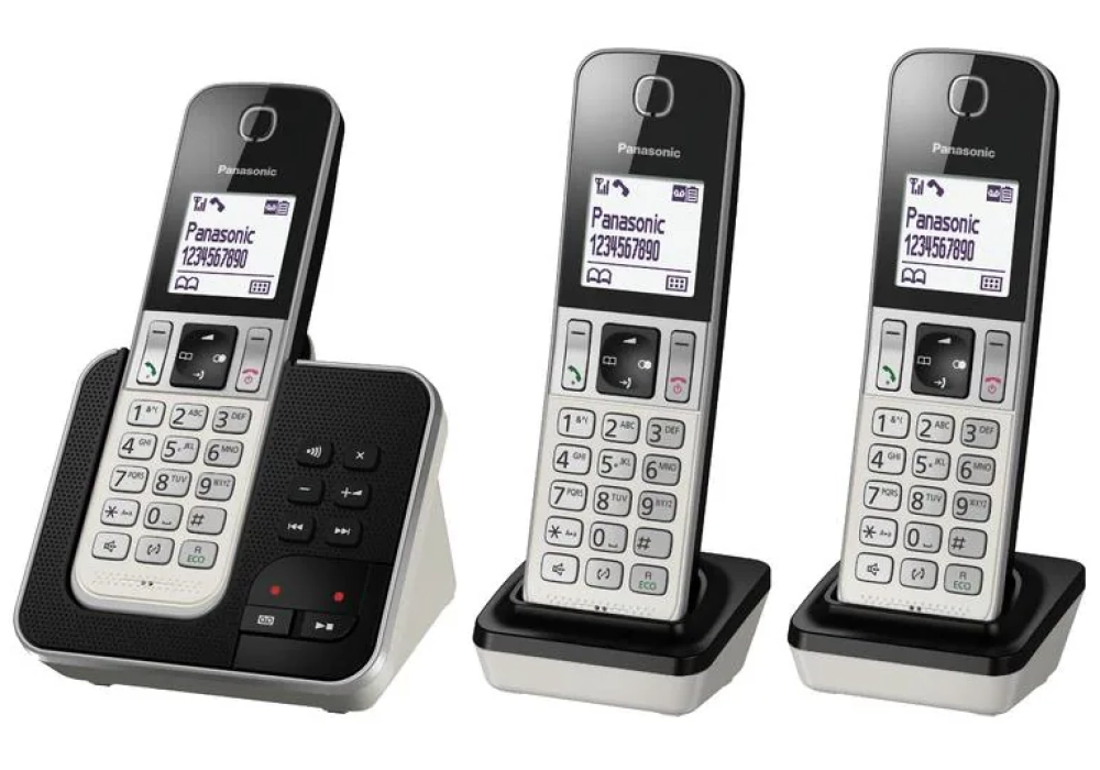 Panasonic Téléphone sans fil KX-TGD323SLW Trio Noir/Argenté