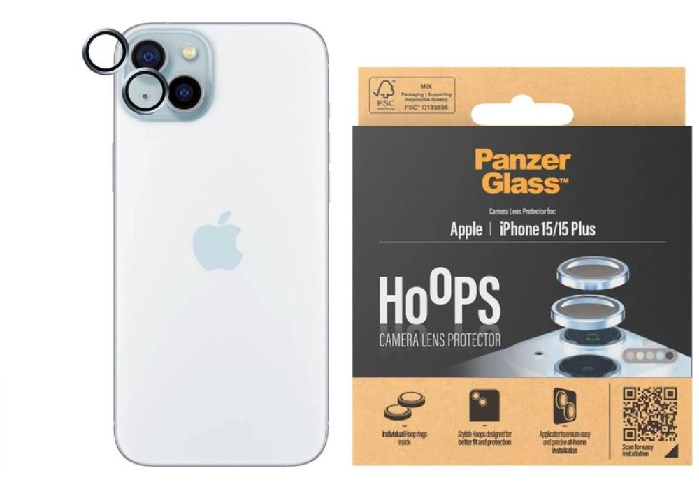 Panzerglass Lens Protector Rings HOOPS iPhone 15 / 15 Plus Bleu