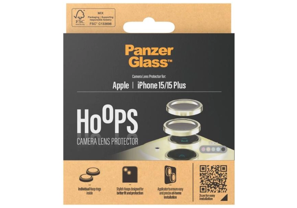 Panzerglass Lens Protector Rings HOOPS iPhone 15 / 15 Plus Jaune