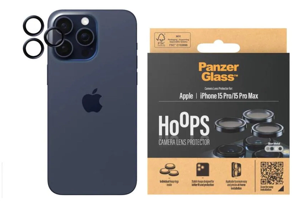 Panzerglass Lens Protector Rings HOOPS iPhone 15 Pro / 15 Pro Max Bleu