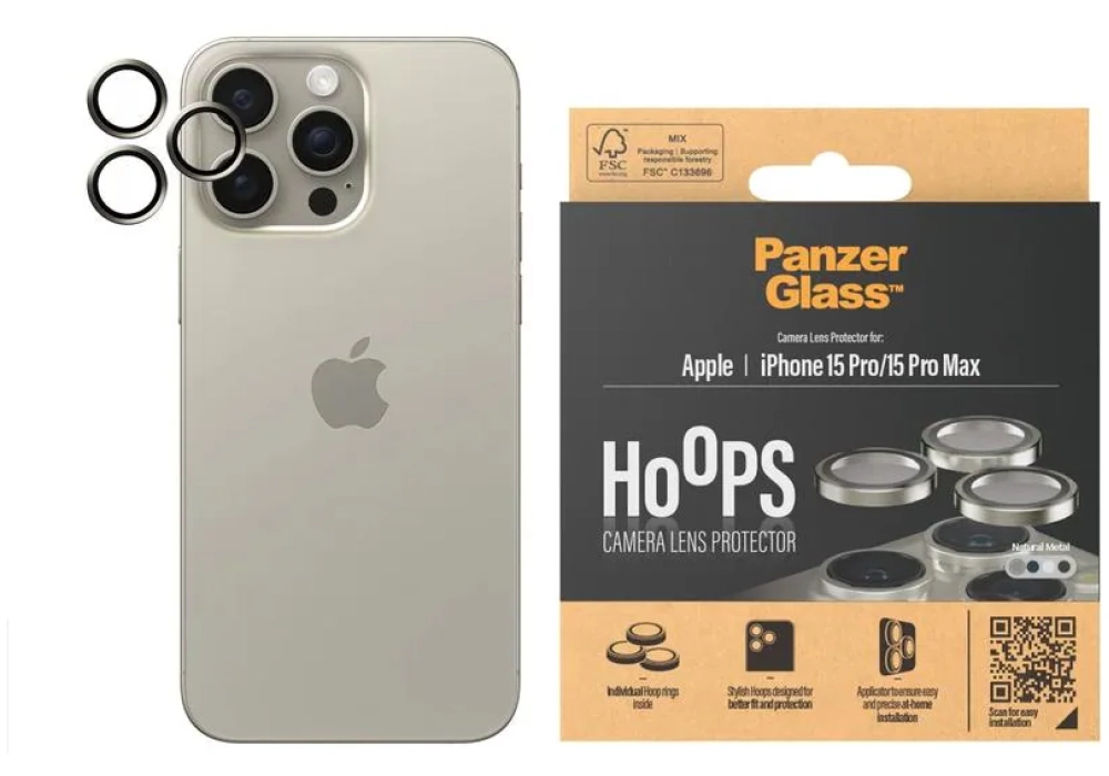 Panzerglass Lens Protector Rings HOOPS iPhone 15 Pro / 15 Pro Max Gris