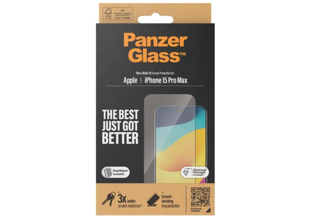 Panzerglass Protection d’écran Ultra Wide Fit iPhone 15 Pro Max