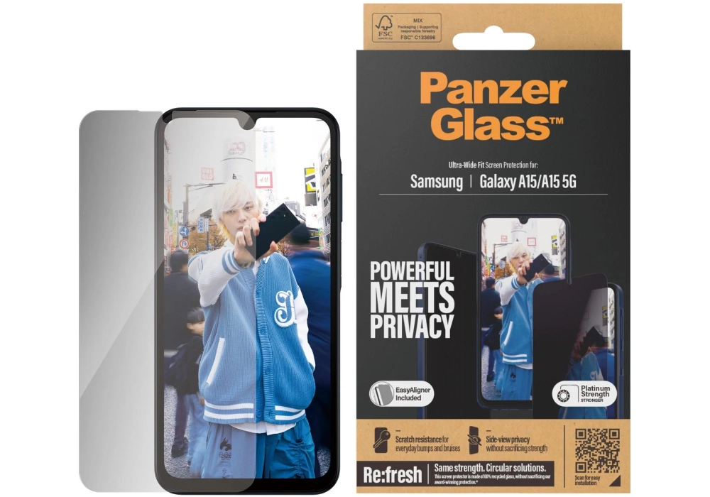 Panzerglass Protection d’écran Ultra Wide Fit Privacy Galaxy A15 / A15 5G