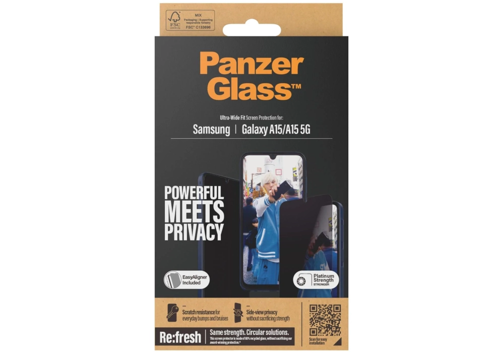 Panzerglass Protection d’écran Ultra Wide Fit Privacy Galaxy A15 / A15 5G