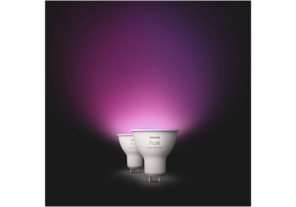 Philips Hue Ambiance blanche et couleur GU10 pack double 2 x 350 lm