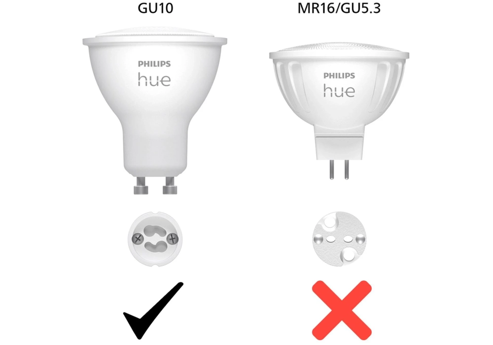 Philips Hue Ambiance blanche et couleur GU10 pack double 2 x 350 lm