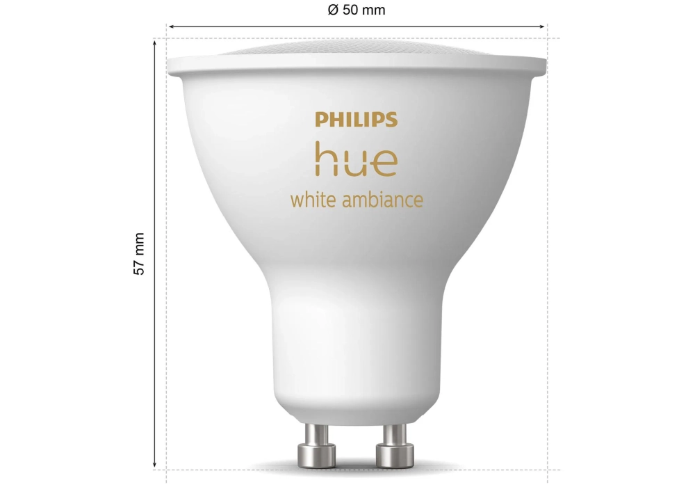 Philips Hue Ambiance blanche GU10 pack double