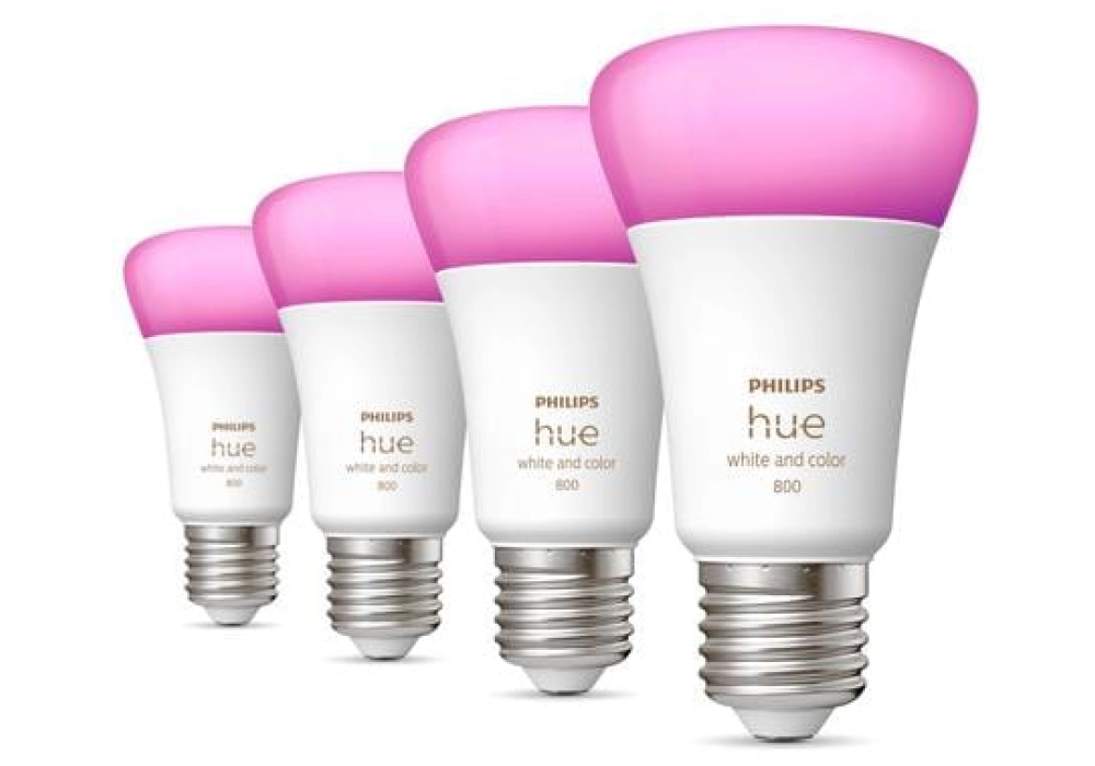 Philips Hue Ampoule White & Color Ambiance, E27, 4 pièces, BT