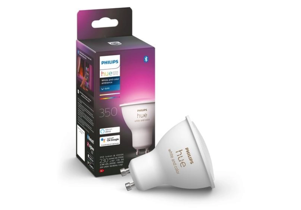 Philips Hue Ampoule White & Color Ambiance, GU10, BT